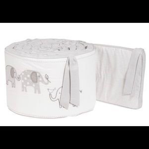 Taylor elephant crib bumper from Pottery Barn Kids
